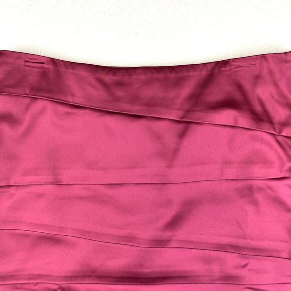 WHBM Womens Size 8 Burgundy Old Money Classic Ruched Formal Preppy Pencil Skirt - Picture 12 of 14